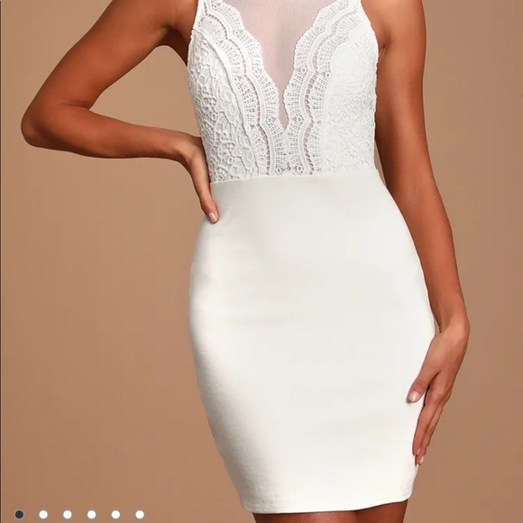 White Lulus White Lace Bodycon Dress - Picture 2 of 9